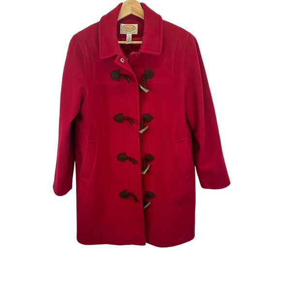 Talbots Gloverall English Pure Wool Toggle Button Long Red Pea Coat Womens 6 P - Picture 1 of 15